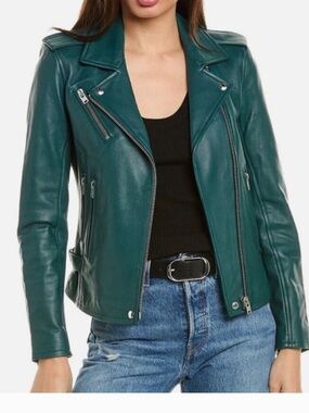 IRO womans Lamb Leather Biker Jacket Size 38 size M